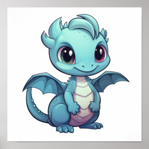 Cartoon Dragon Illustratie Poster