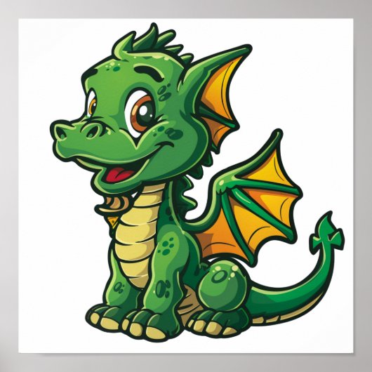 Cartoon Dragon Illustratie Poster (Voorkant)