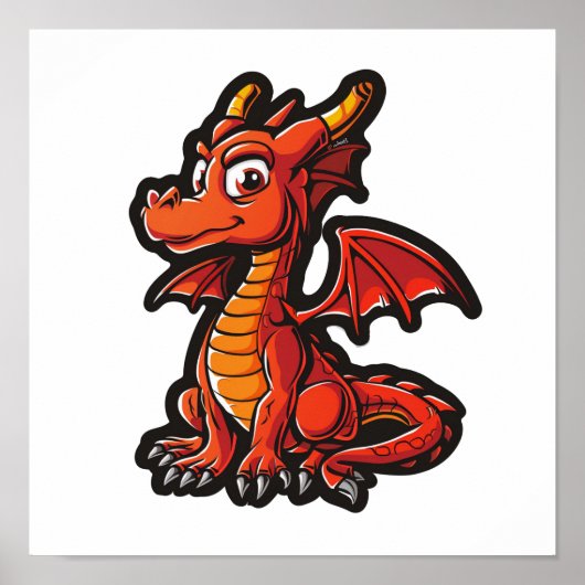 Cartoon Dragon Illustratie Poster (Voorkant)