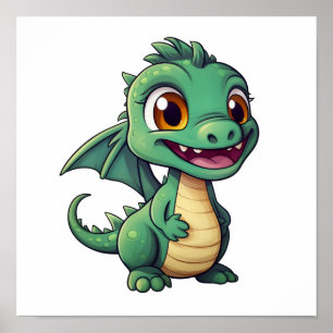 Cartoon Dragon Illustratie Poster