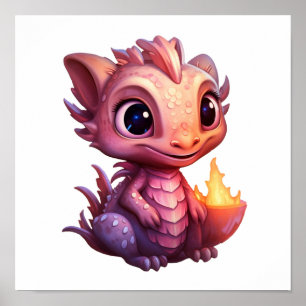 Cartoon Dragon Illustratie Poster