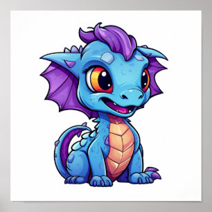 Cartoon Dragon Illustratie Poster