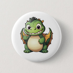 Cartoon Dragon Illustratie Ronde Button 5,7 Cm