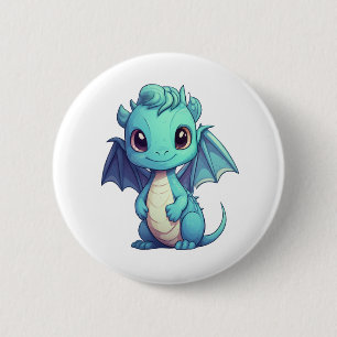 Cartoon Dragon Illustratie Ronde Button 5,7 Cm