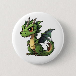 Cartoon Dragon Illustratie Ronde Button 5,7 Cm