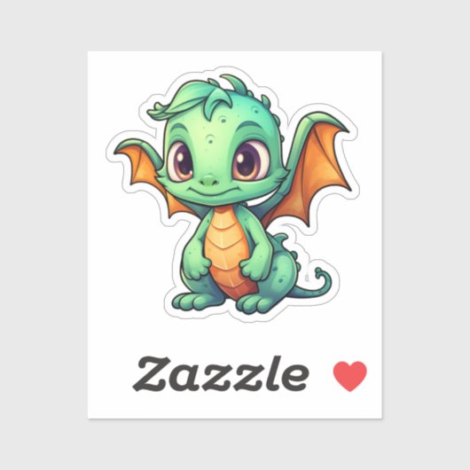 Cartoon Dragon Illustratie Sticker (Vel)