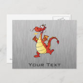 Cartoon Dragon; Metaalblik Briefkaart (Voorkant / Achterkant)