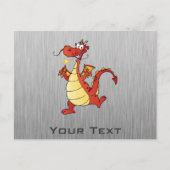 Cartoon Dragon; Metaalblik Briefkaart (Voorkant)