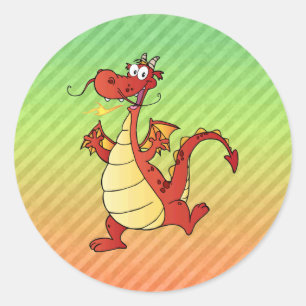 Cartoon drakenontwerp ronde sticker