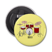 Cartoon Drum kit Button Flesopener (Voorkant)
