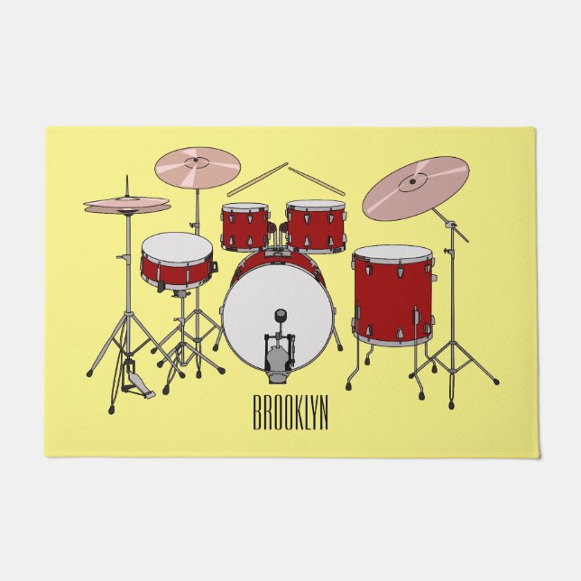 Cartoon Drum kit Deurmat (Voorkant)