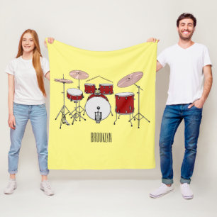 Cartoon Drum kit Fleece Deken