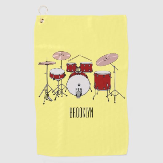 Cartoon Drum kit Golfhanddoek (Voorkant)