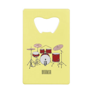 Cartoon Drum kit Kredietkaart Flessenopener