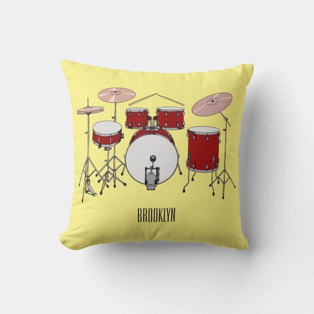 Cartoon Drum kit Kussen (Voorkant)