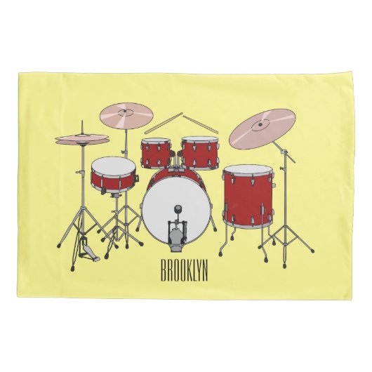 Cartoon Drum kit Kussensloop (Achterkant)
