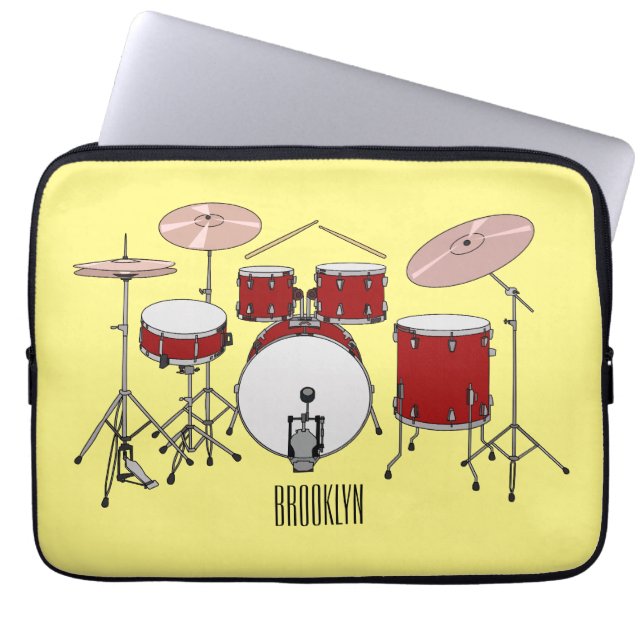 Cartoon Drum kit Laptop Sleeve (Voorkant)
