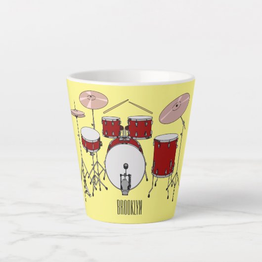 Cartoon Drum kit Latte Mok (Voorkant)
