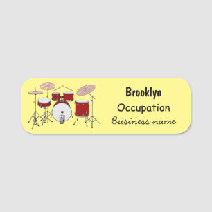 Cartoon Drum kit Naamplaatje