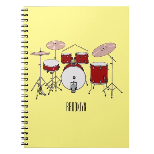 Cartoon Drum kit Notitieboek (Voorkant)