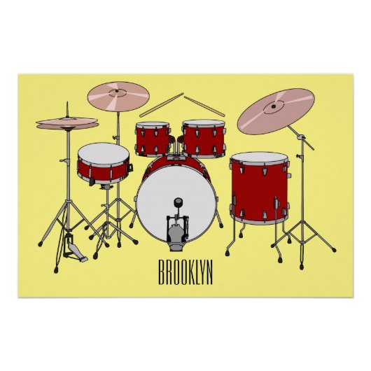 Cartoon Drum kit Perfect Poster (Voorkant)