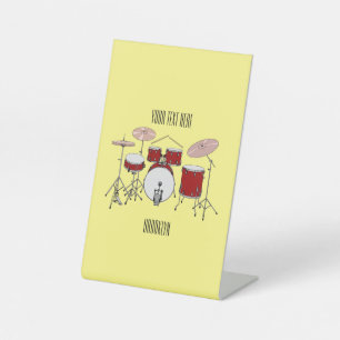 Cartoon Drum kit Reclamebord Met Voetstuk