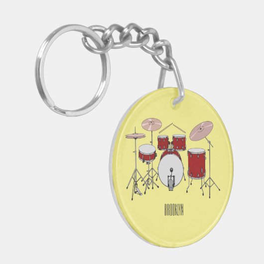 Cartoon Drum kit Sleutelhanger (Voorkant Links)