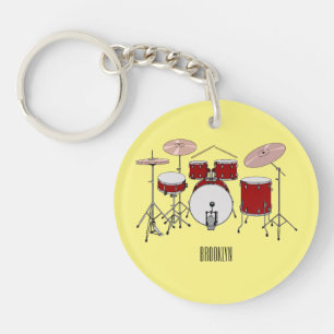 Cartoon Drum kit Sleutelhanger