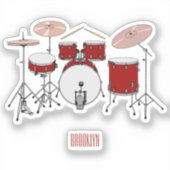 Cartoon Drum kit Sticker (Voorkant)