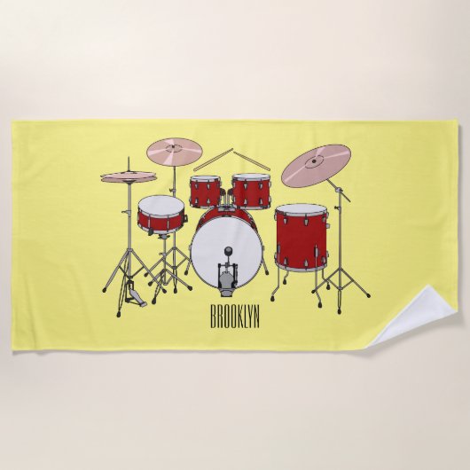 Cartoon Drum kit Strandlaken (Voorkant)