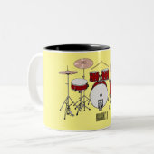 Cartoon Drum kit Tweekleurige Koffiemok (Voorkant links)