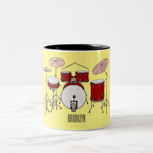 Cartoon Drum kit Tweekleurige Koffiemok (Center)