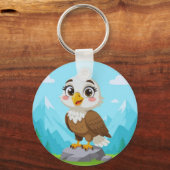 Cartoon Eagle on Rock – Cute Vector Character Sleutelhanger (Voorkant)