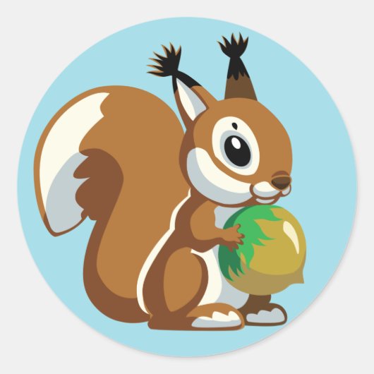 cartoon eekhoorn ronde sticker (Voorkant)