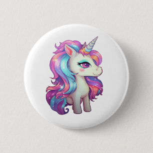 Cartoon eenhoorn illustratie ronde button 5,7 cm