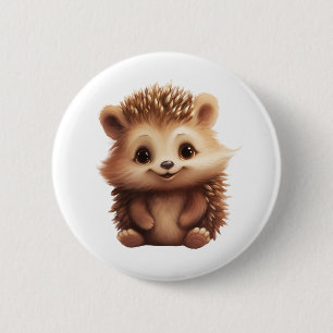 Cartoon egel illustratie ronde button 5,7 cm