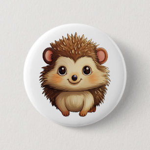 Cartoon egel illustratie ronde button 5,7 cm
