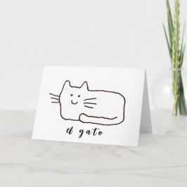 Cartoon El Gato Cat Doodle Line Drawing Card Kaart