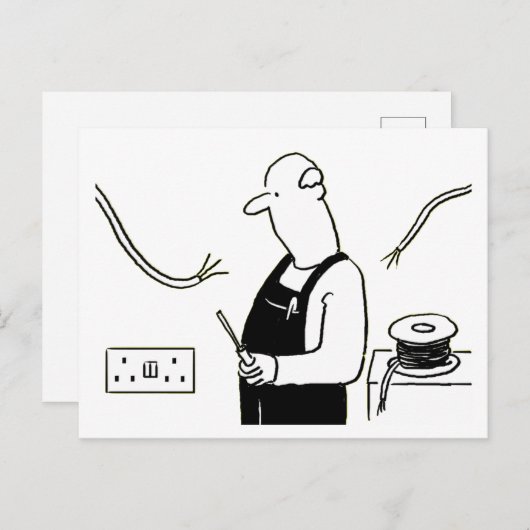 Cartoon elektrische services briefkaart (Voorkant / Achterkant)