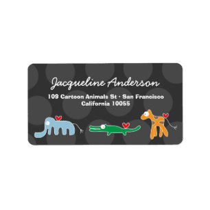 Cartoon Elephant Alligator Giraffe Adresetiketten Etiket