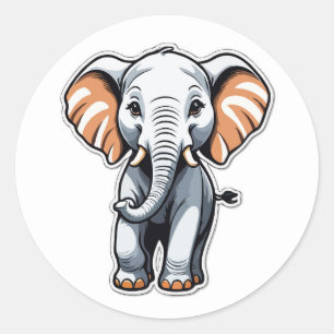 Cartoon Elephant Illustration - Ideaal voor kinder Ronde Sticker