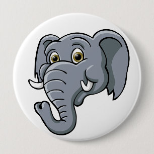 Cartoon Elephant Ronde Button 4,0 Cm