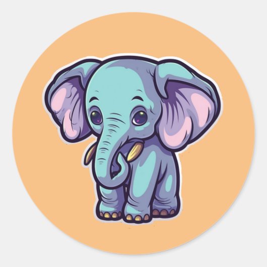 CARTOON ELEPHANT RONDE STICKER (Voorkant)