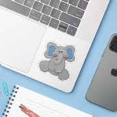 Cartoon Elephant Sticker (Laptop met iPhone)