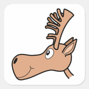 Cartoon Elk Moose. Vierkante Sticker
