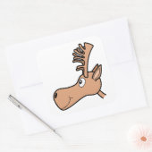 Cartoon Elk Moose. Vierkante Sticker (Envelop)