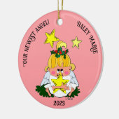 Cartoon engel met ster kerst ornament (Links)