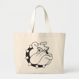 Cartoon English Bulldog Portrait Canvas Totebag Grote Tote Bag