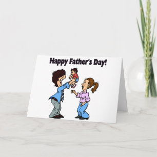 Cartoon Famille Bonne Fête des pères Carte de voeu