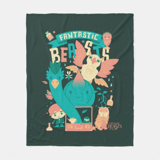 Cartoon Fantastic Beasts With Newt Scamander Fleece Deken (Voorkant)